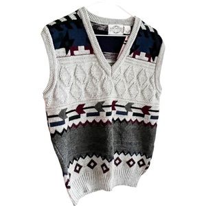 Vintage patterned v neck sweater vest